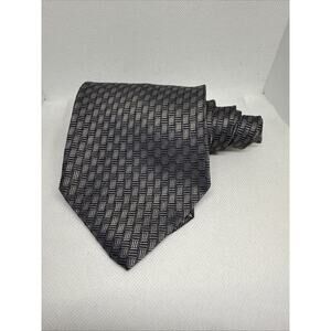 Giorgio Armani Men's Tie Gray Black Geometric Necktie Vintage 57" x 3 3/4" Italy